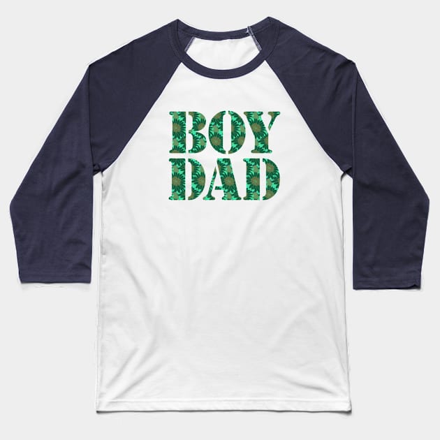 Boy Dad Green Floral Typography Baseball T-Shirt by ellenhenryart